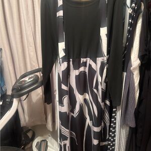 SHEIN Black and Beige Long Sleeve Dress and Belt